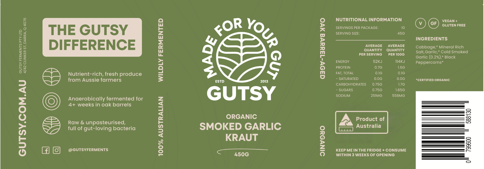 Organic Probiotic Smoked Garlic Kraut