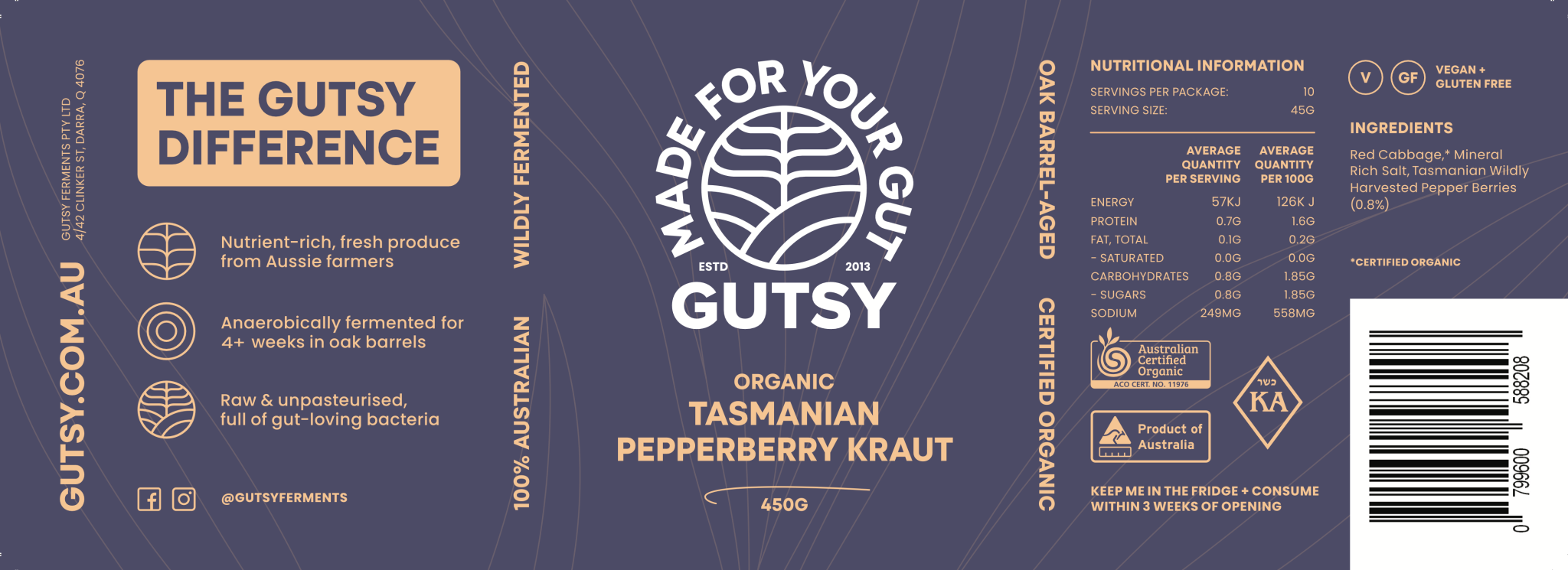 Organic Probiotic Tasmanian Pepperberry Kraut