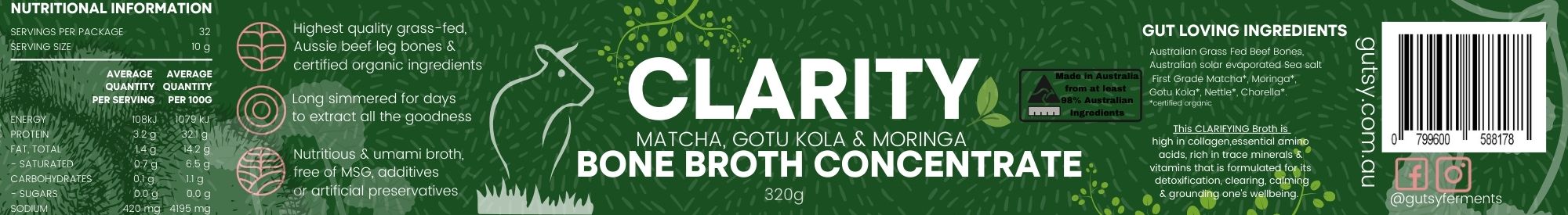 CLARITY-  Concentrated Beef Bone Broth with green herbs