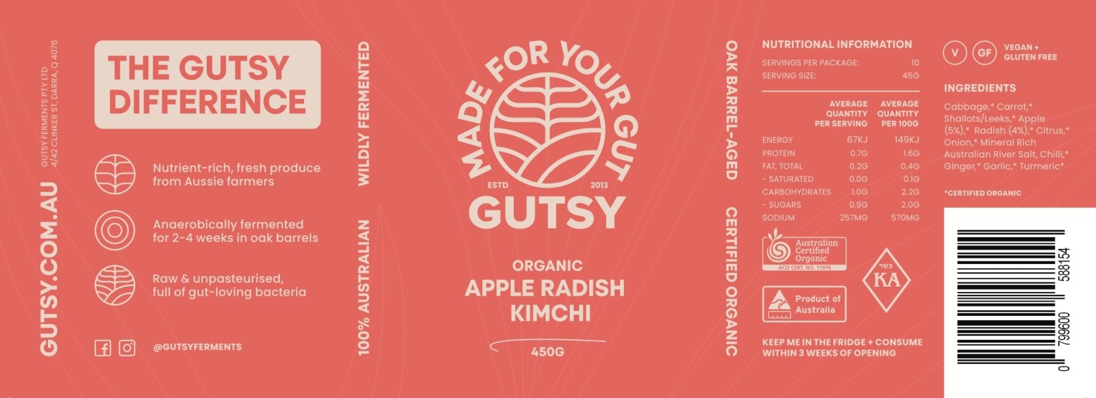 Organic Probiotic Apple Radish Kimchi